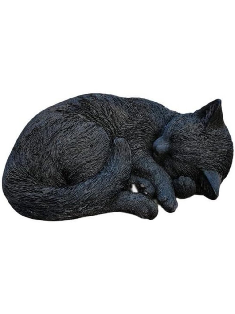 Elegant Black Polyresin Sleeping Cat Figurine | Home Decor & Gift Idea